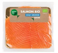 Ryby wędzone - ŁOSOŚ (B SALMON) (porcje, mrożone) Łosoś atlantycki plastry wędzone na zimno BIO - B Salmon - 100g BP-5907694957045 - miniaturka - grafika 1