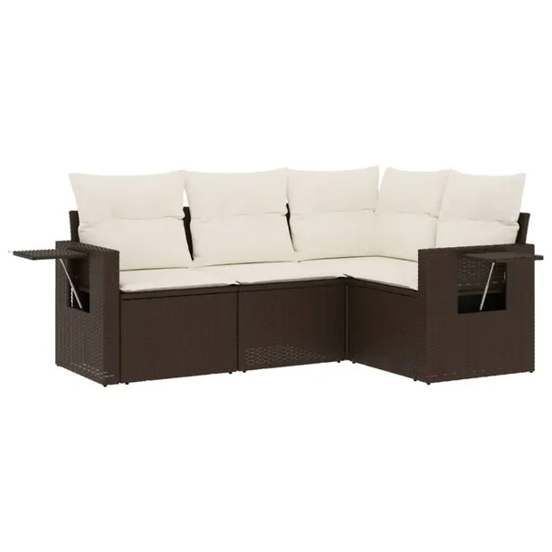 Zestaw wypoczynkowy rattan PE 5-osobowy brązowy, 55x62x69 cm
