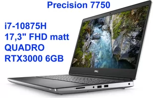 Stacja Graficzno-Robocza Dell Precision 7750 i7-10875H 32GB 512SSD 17,3 FHD 1920x1080 QUADRO RTX3000 6GB WiFi BT Kam win10/11pro gw12mc N003P7550EMEA_I9 - Laptopy - miniaturka - grafika 1