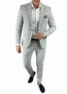 Marynarki męskie - Garnitur męski dwuczęściowy komplet szary w kratę DJG02 52 - miniaturka - grafika 1