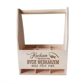 Pozostałe akcesoria barmańskie - Kocham dwie rzeczy w życiu: bycie wędkarzem oraz picie piwa - drewniane nosidło z grawerem - miniaturka - grafika 1