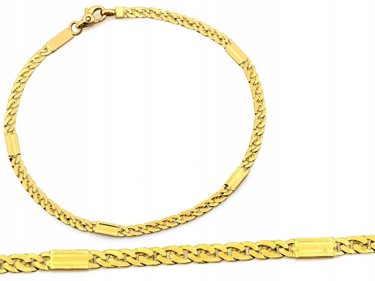 Bransoletka złota łańcuszek 585 płaska PANCERKA na rękę r19 elegancka 2.96g
