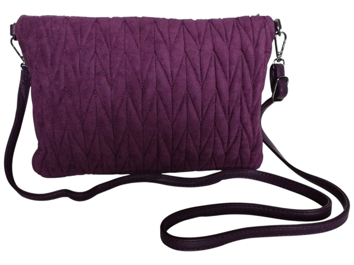 Listonoszka Torebka Damska Na Ramię, Pikowana Kopertówka, Tkanina Welurowa