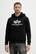 Bluzy męskie - Alpha Industries bluza męska kolor czarny z kapturem z nadrukiem 146343.423 - miniaturka - grafika 1