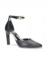 Czółenka - Karino 5538/076 czarne sandały szpilki skórzane modne eleganckie r.39 - miniaturka - grafika 1