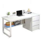 Biurka - Biurko komputerowe młodzieżowe białe styl skandynawski duże półki 100cm - miniaturka - grafika 1