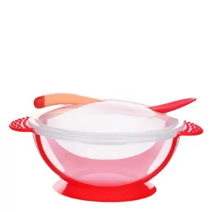 Zestaw Miseczka I Łyżka Do Nauki Jedzenia Z Kontrolą Temperatury Czerwony - Miseczki i talerzyki dla dzieci Zestaw Miseczka I Łyżka Do Nauki Jedzenia Z Kontrolą Temperatury Czerwony - Miseczki i talerzyki dla dzieci - miniaturka - grafika 1