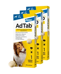 ELANCO 3xAdTab 900mg tabletki na pchły i kleszcze dla psów >22 - 45 kg - Artykuły przeciw pasożytom - miniaturka - grafika 1