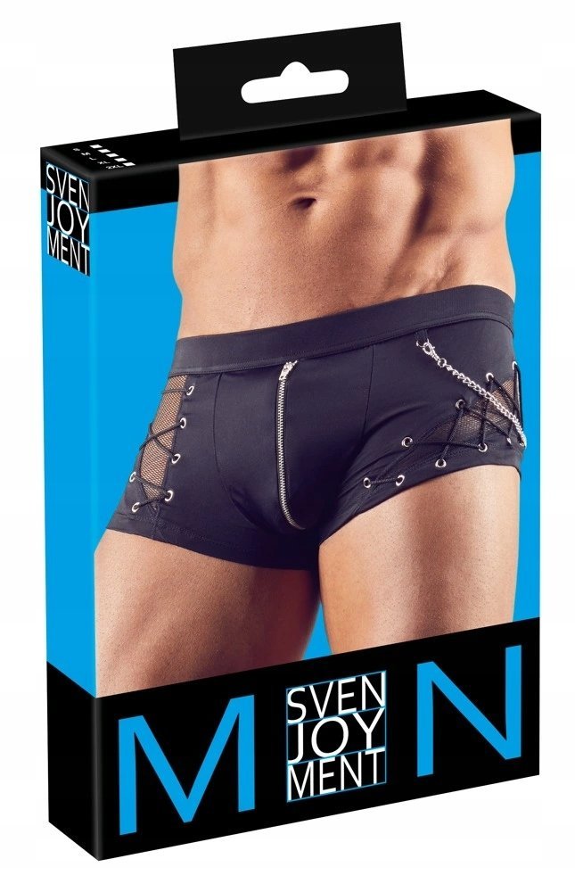 Svenjoyment Bokserki Męskie Czarny Łańcuszek Zamek Fishnet M