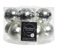 Bombki - Bombki choinkowe szklane 5 cm srebrne zestaw 12 sztuk błysk i mat - miniaturka - grafika 1