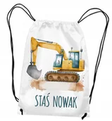 Plecaki worki - Worek Plecak do przedszkola szkoły na buty kapcie Koparka dowolne Imię - miniaturka - grafika 1