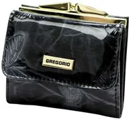 Portfele - Portfel Damski Skórzany GREGORIO Skóra Licowa Lakierowany Mały Z Klamrą BTS-126 CZARNY 9.5 x 8 x 2.5 [cm] - miniaturka - grafika 1