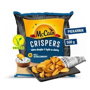 McCain Crispers Solone frytki karbowane ze skórką cięte w kształt V z chrupiącą panierką 500 g - Frytki - miniaturka - grafika 1
