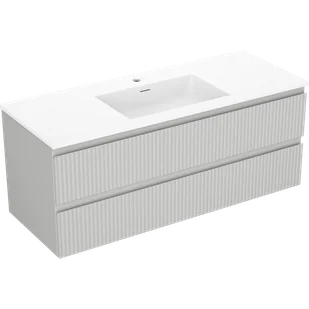 Mexen Rivel szafka łazienkowa 120 cm z umywalką Otis, 2 szuflady, ryflowana , szara mat/biała mat - 91A20-12047-2-BFF62-W18M0 - Szafki łazienkowe - miniaturka - grafika 1