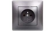 Gniazdka elektryczne - LEDart pojedyncze Elektro-Plast Volante z uziemieniem grafitowe - miniaturka - grafika 1