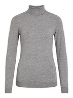 Swetry damskie - Object Damski sweter z dzianiny, stójka, Medium Grey Melange, M - miniaturka - grafika 1