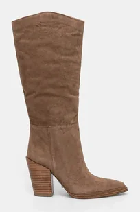 Steve Madden kozaki zamszowe Bronty damskie kolor brązowy na słupku SM11003353 - Kozaki damskie - miniaturka - grafika 1