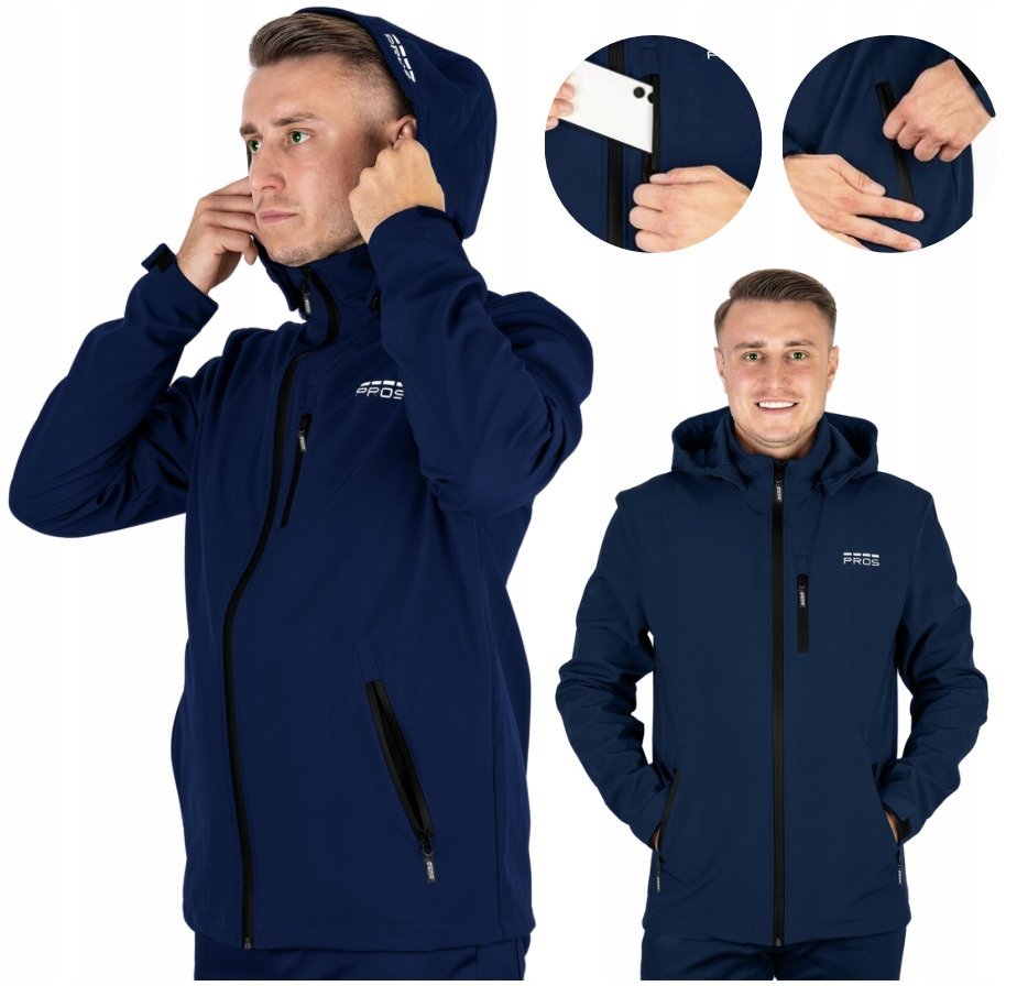 KURTKA męska Z KAPTUREM modna NA DESZCZ deszczowa WATERPROOF Z MEMBRANĄ L