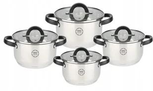 Zestaw garnków MG home BLACK stal nierdzewna 8 el. 16,18, 20 i 22 cm - Zestawy garnków i patelni - miniaturka - grafika 1