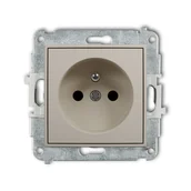 Gniazdka elektryczne - Karlik Gniazdo pojedyncze z przesłonami torów MINI - taupe - miniaturka - grafika 1