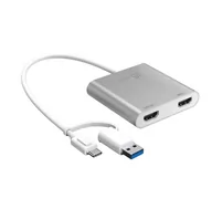 Pozostałe akcesoria do telefonów - J5 Create, Adapter J5create Usb-c To Dual Hdmi Multi-monitor Adapter (usb-c/usb3.1 M - 1x4k Hdmi F + 1xhdmi F 20cm; Kolor Srebrny) Jca365-n - miniaturka - grafika 1