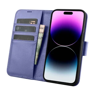 iCarer Wallet Case 2in1 etui iPhone 14 Pro Max skórzany pokrowiec z klapką Anti-RFID jasnofioletowy (WMI14220728-LP) - Etui i futerały do telefonów - miniaturka - grafika 3