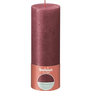 Bolsius Świeca pieńkowa rustic Shimmer 190/68 Czerwony - Świece - miniaturka - grafika 1