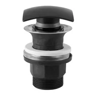 Korki do umywalek - Zawór spustowy z przelewem click-clack 5/4" korek mosiężny kwadratowy czarny - miniaturka - grafika 1