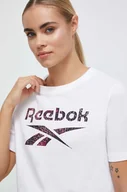 Koszulki sportowe damskie - Reebok t-shirt bawełniany kolor biały - miniaturka - grafika 1