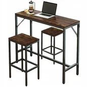 Stoły z krzesłami - Zestaw barowy wąski stolik z 2 krzesłami typu hoker styl industrialny - miniaturka - grafika 1