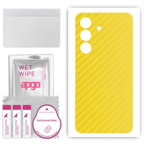 folia naklejka skórka strukturalna na TYŁ do Samsung Galaxy S24+ - Carbon Żółty - apgo SKINS