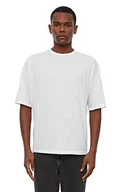 Koszulki męskie - TRENDYOL Męski t-shirt oversized basic, okrągły dekolt, dzianina, biały, S - miniaturka - grafika 1