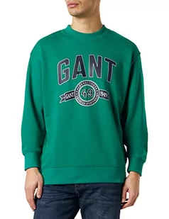 GANT Męska bluza C-Neck Retro Crest Sweater, Lush Green, Standard, zielony, XL - Bluzy męskie - miniaturka - grafika 1