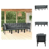 Meble ogrodowe - vidaXL 4-częściowy zestaw wypoczynkowy do ogrodu z czarno-szarego polirattanu - elementy sofy ogrodowej - miniaturka - grafika 1