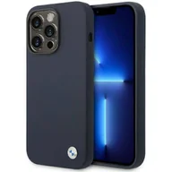 Etui i futerały do telefonów - Etui BMW BMHMP14XSILNA iPhone 14 Pro Max 6,7" granatowy/navy Silicone Metal Logo MagSafe - miniaturka - grafika 1