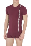 Koszulki męskie - Emporio Armani Męski T-shirt z logo Crew Neck Side, burgundowy, S - miniaturka - grafika 1