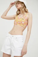 Spodenki damskie - Superdry szorty jeansowe damskie kolor biały gładkie medium waist - miniaturka - grafika 1