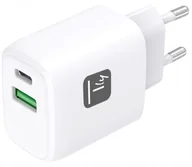 Ładowarki do telefonów - Techly Ładowarka sieciowa GaN USB-C 20W PD i USB-A 18W QC - miniaturka - grafika 1