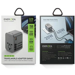 ENERGEA ład. siec. 1xUSB+2xUSB-C PD-PPS-QC 3.0 65W 1A2C adapter 4w1 US/UA/EU/UK szary/gunmetal Travelworld Adapter GaN65W - Ładowarki do telefonów - miniaturka - grafika 7