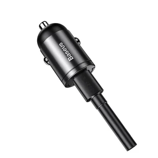 Baseus Tiny Star PPS mini ładowarka samochodowa USB Typ C 30W Quick Charge 3.0 PD 3.0 + kabel USB Typ C / Lightning 1m szary (TZVCHX-0G) - Ładowarki samochodowe - miniaturka - grafika 2