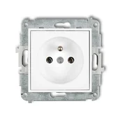 Gniazdka elektryczne - Karlik Gniazdo pojedyncze z uziemieniem ICON - biały mat - miniaturka - grafika 1