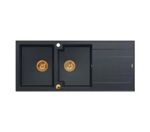 Quadron HQE11650U8_PVDC1_P2O Evan 121 black diamond - czarny metalik/miedziany - granit - wpuszczany w blat - ociekacz - Zlewozmywaki - miniaturka - grafika 1