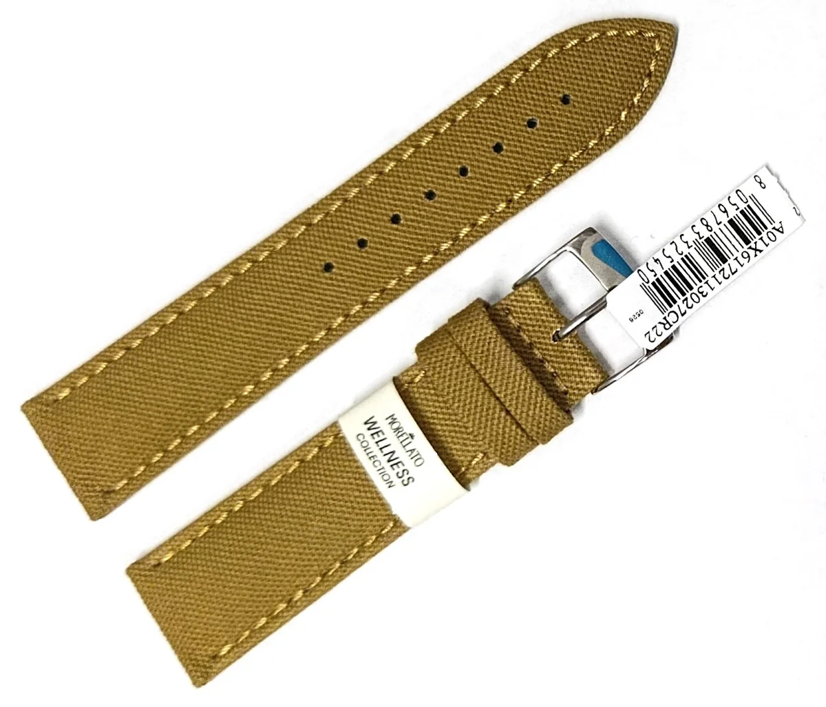 Skórzany bawełniany pasek do zegarka 22 mm Morellato A01X6172113027CR22 khaki