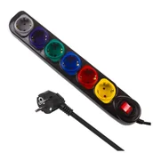 Listwy zasilające - Listwa zasilająca maclean mce509 b przedłużacz 6 gniazd, z włącznikiem, 250vac/10a, 1,5m MCE509 B - miniaturka - grafika 1