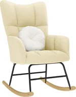 Fotele - vidaXL Fotel bujany, kremowy, tapicerowany tkaniną - miniaturka - grafika 1