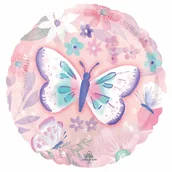 Balony i akcesoria - Amscan, balon foliowy Motyl, standard ,okrągły, 43 cm - miniaturka - grafika 1