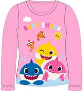 Bluzy dla dziewczynek - Dziewczęca bluzka w kolorowe rekinki Baby Shark Różowa - miniaturka - grafika 1