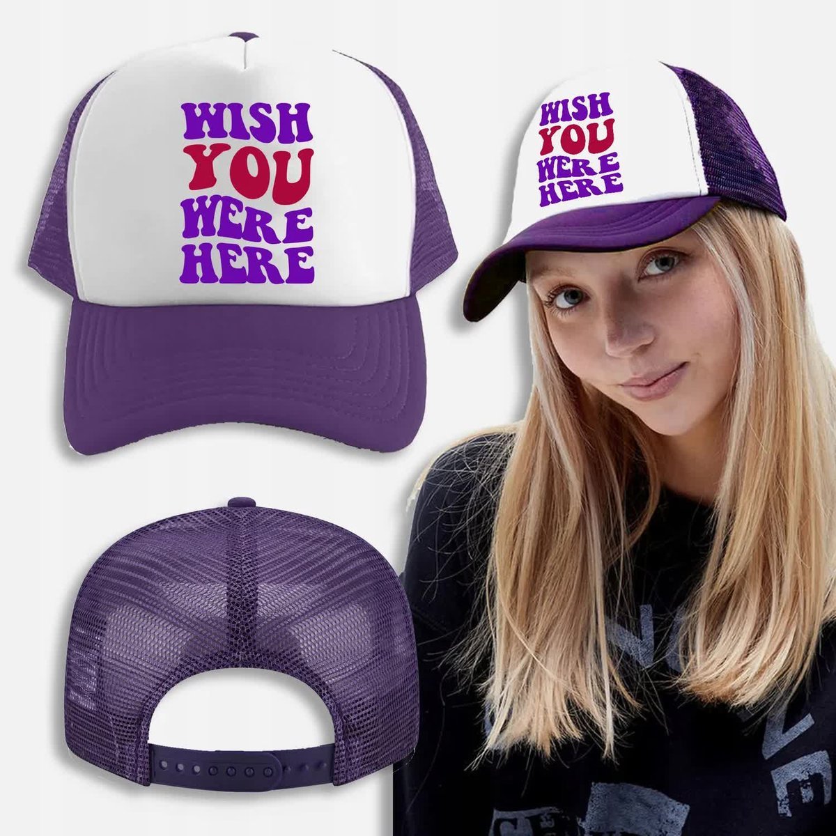 Czapka Daszek Fiolet Wiosnę WISH YOU WERE HERE Wz