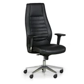 Fotele i krzesła biurowe - B2B Partner Fotel biurowy CHARTER, prawdziwa skóra, czarny 1904A, 8151 - miniaturka - grafika 1