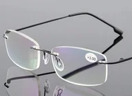 Okulary korekcyjne, oprawki, szkła - Okulary bezramkowe korekcyjne czarne do czytania +3.5 - miniaturka - grafika 1